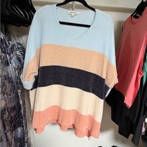 Daydreamer V-Neck Sweater - Light Blue, Beige, Navy, Coral
